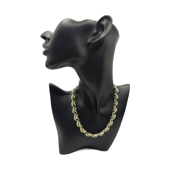 Vintage Mint Green Enamel and Crystal Choker Necklace, 1950s - Picture 10 of 11